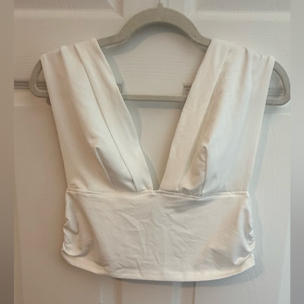 SHEIN White Deep V-Neck Tank Top